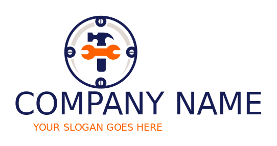 construction logo screw wrench hammer in circle