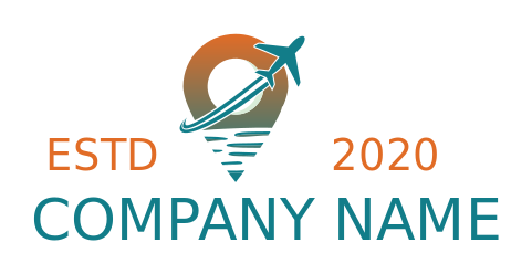 travel agent logo sea airplane in location icon
