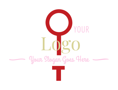 text logo serif curly font and female symbol