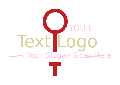 text logo serif curly font and female symbol