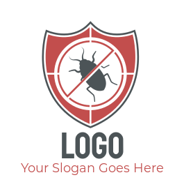 pest control logo shield with bug in target