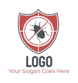 pest control logo vector shield with bug in target