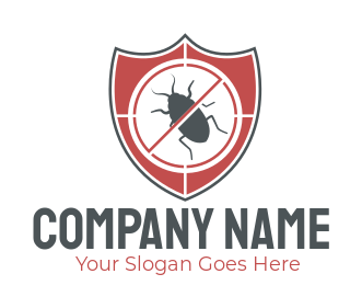 pest control logo vector shield with bug in target