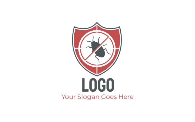shield with bug in target pest control symbol