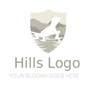 animal logo lizard and landscape in shield