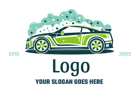 cleaning logo shining bubbles on the side of car