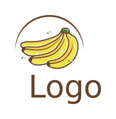 food logo icon bananas bunch glowing