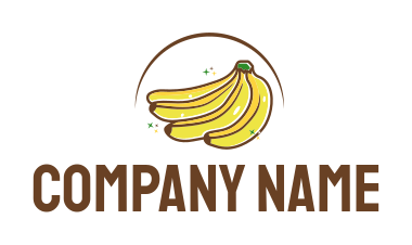 food logo icon bananas bunch glowing