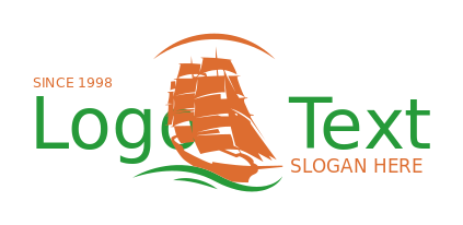 shipping logo ship with sails on waves