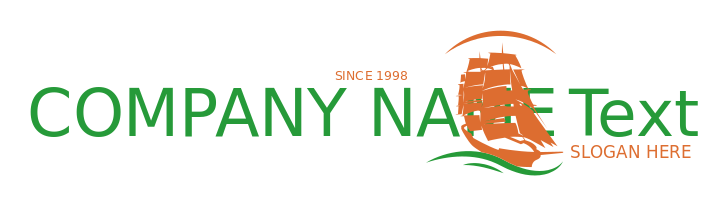 shipping logo ship with sails on waves