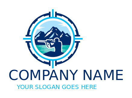 games logo shooting crosshair with landscape
