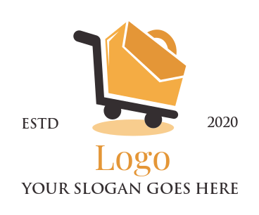 logistics logo shopping cart with bag