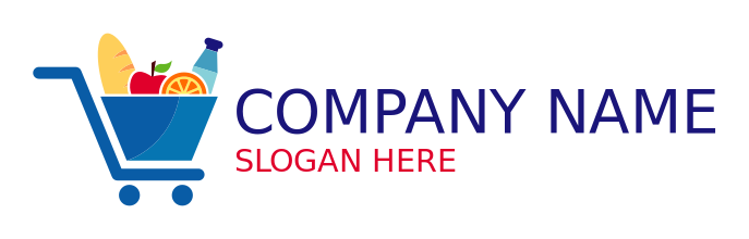 grocery store logo shopping trolley with items