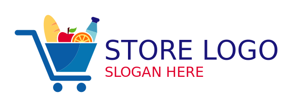 grocery store logo shopping trolley with items