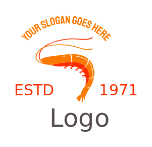 restaurant logo template arch text with shrimp