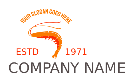 seafood restaurant logo icon arch text with shrimp