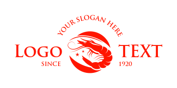 restaurant logo shrimp in red circle