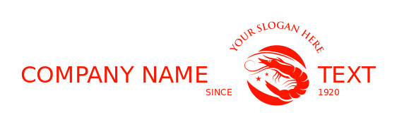 seafood restaurant logo shrimp in red circle