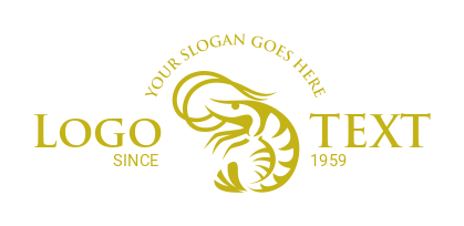 seafood restaurant logo shrimp in outline