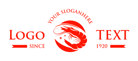 restaurant logo shrimp with red swooshes