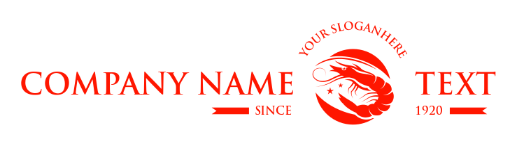 seafood restaurant logo shrimp with red swooshes