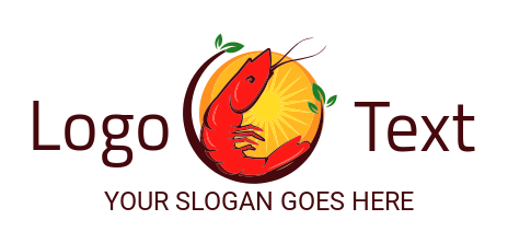 restaurant logo shrimp within sun rays