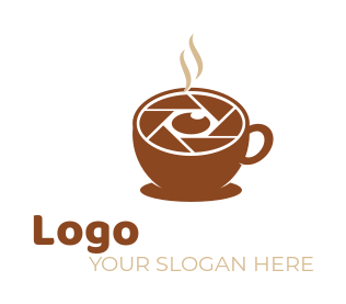 make a photography logo shutter inside coffee cup - logodesign.net