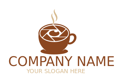 make a photography logo shutter inside coffee cup - logodesign.net