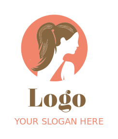 cosmetician logo girl side profile in circle