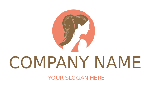cosmetician logo girl side profile in circle