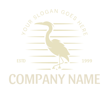 animal logo crane bird silhouette with lines