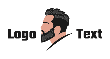 beauty logo side profile of man with beard