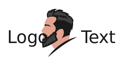 beauty logo side profile of man with beard