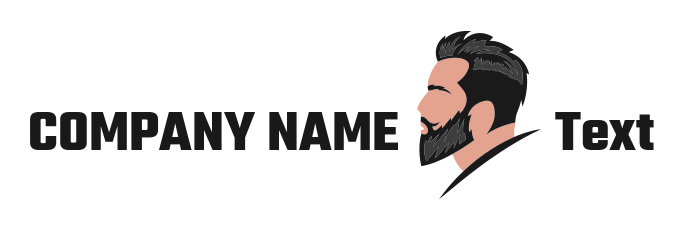 beauty logo side profile of man with beard