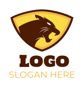 animal logo side profile panther in shield