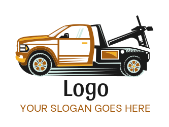 auto logo maker side view tow truck illustration