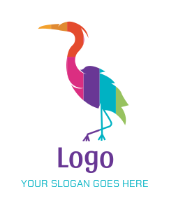 animal logo colorful striped crane bird