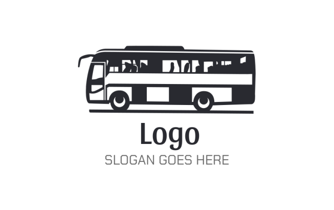 Create a silhouette logo of bus side profile