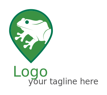animal logo silhouette frog in location pin
