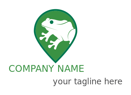 animal logo silhouette frog in location pin