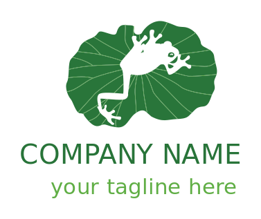 animal logo silhouette frog on lotus leaf