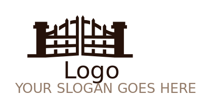 home improvement logo gate with spikes and pillars