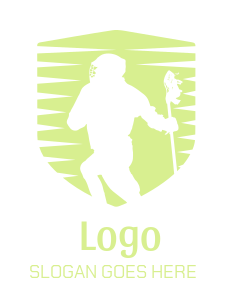 sports logo silhouette lacrosse man in shield