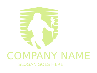 sports logo silhouette lacrosse man in shield