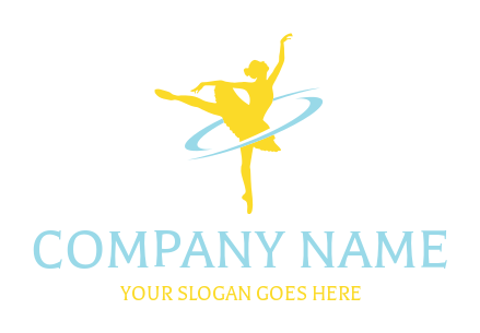 silhouette of ballerina in dance pose with two swooshes logo sample