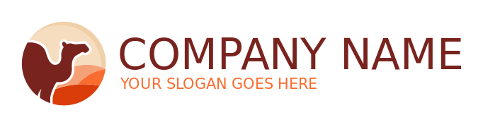 animal logo camel in circle with hills