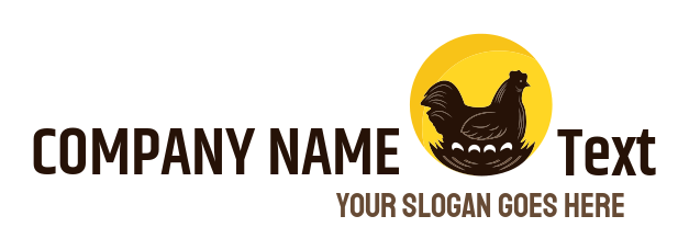 farm logo chicken laying eggs in circle