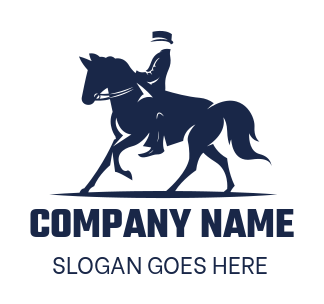 silhouette of equestrian on horse logo icon