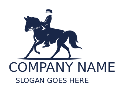 sports logo silhouette of equestrian on horse