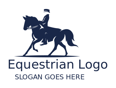 sports logo silhouette of equestrian on horse
